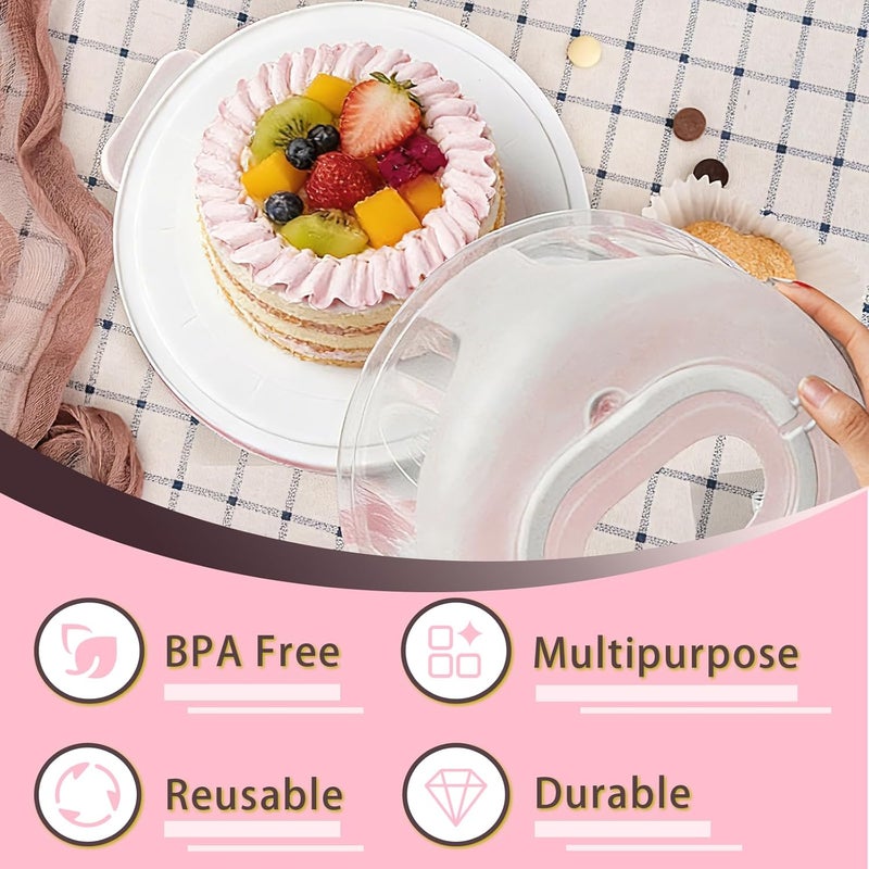 Slomg Plastic Cake Carrier with Lid and Handle, Multipurpose Cake Stand Holder Container for 11 in Cake, Round Cupcake Storage Box Serving Tray with Cover for Bundt Dessert Pie Pizza Eggs Fruit White - Image 4